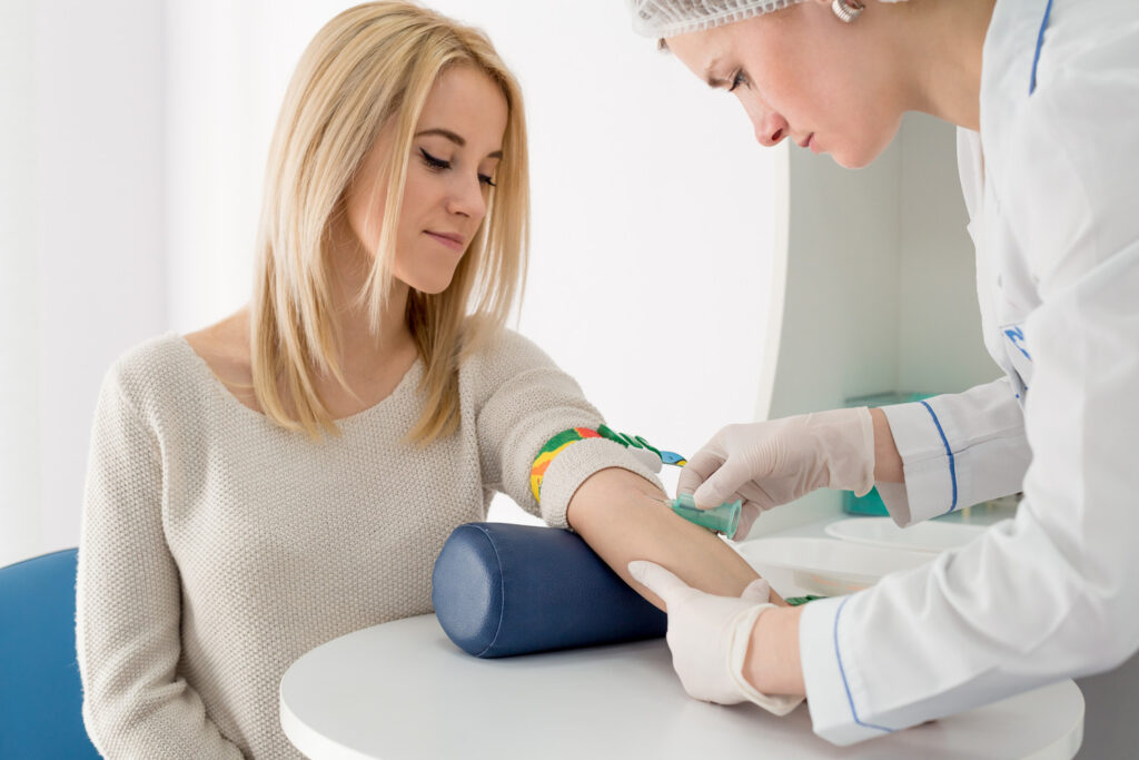 Preparation,For,Blood,Test,With,Pretty,Young,Blond,Woman,By